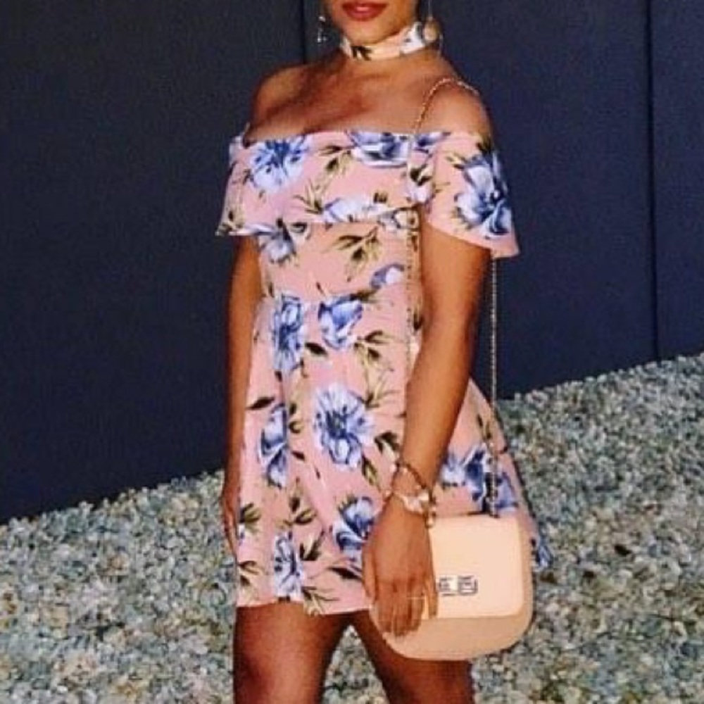 Floral Mini Dress w/ attached choker